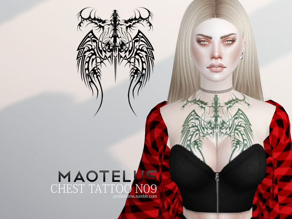 Sims 4 Maotelus Chest Tattoo N09 by Pralinesims at TSR