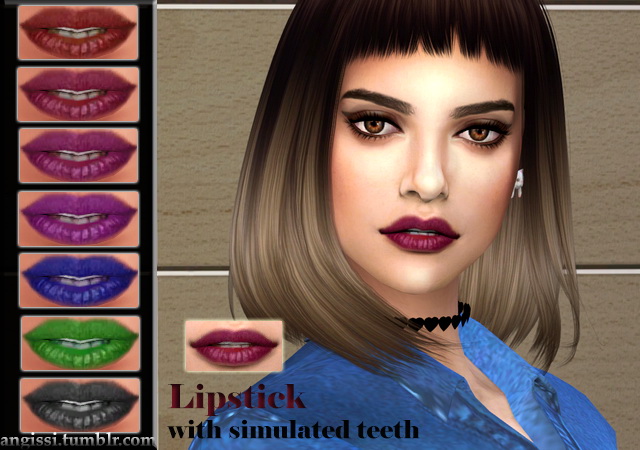 Sims 4 Lipstick with teeth at Angissi