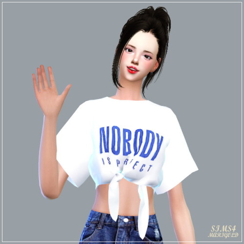 Tied Short Sleeves Crop Top at Marigold » Sims 4 Updates