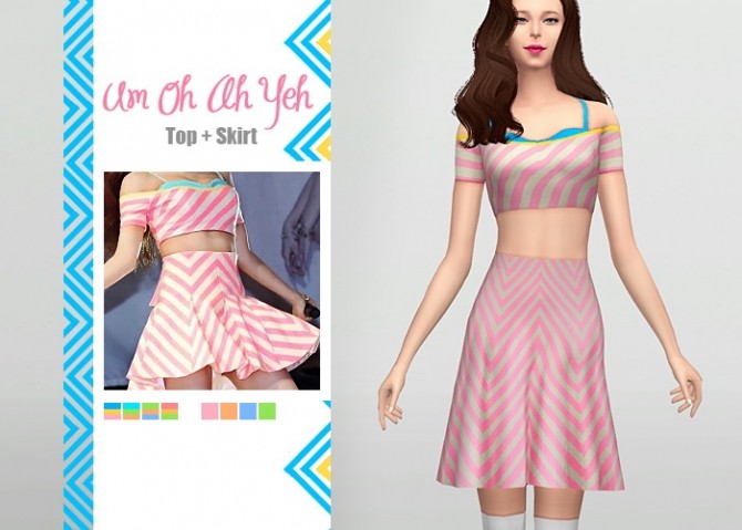 Sims 4 Um Oh Ah Yeh Top + Skirt at Waekey