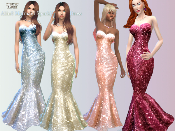 Sims 4 Glittery Mermaid Dress by alin2 at TSR