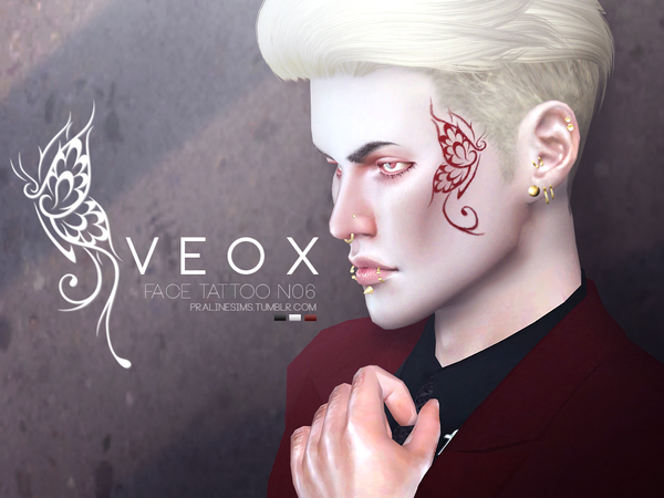 Sims 4 VEOX Face Tattoo N06 by Pralinesims at TSR