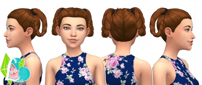 Sims 4 Lovey Dovey Looped Braids Summer Pigtails Collection (Part 06) at SimLaughLove