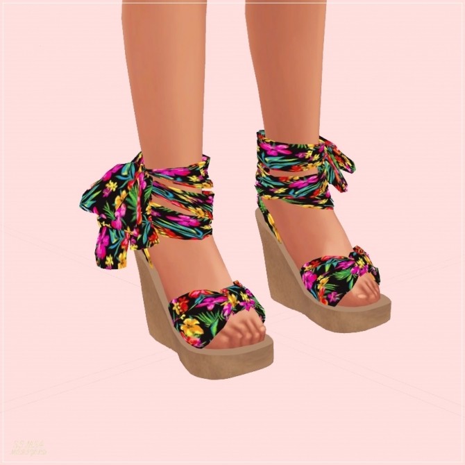 Sims 4 Summer Ribbon Wedge Heels at Marigold