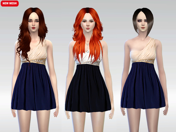 Sims 4 Two Color Shoulder Dress by McLayneSims at TSR