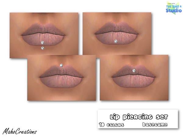 Sims 4 Lip Piercing Set by MahoCreations at TSR