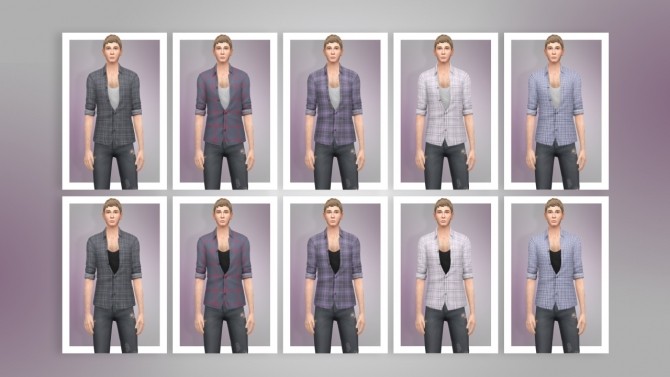 Sims 4 SP05 Shirt Unbutton Plaid Print at Busted Pixels