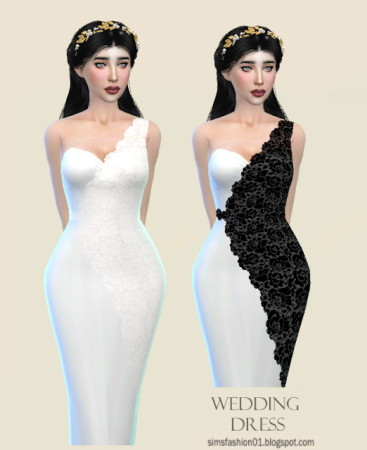 Wedding Dress With White Lace at Sims Fashion01