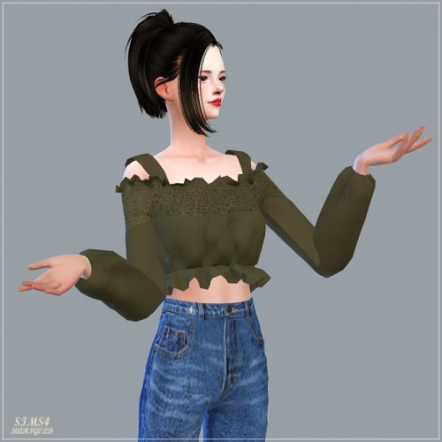 Mari Off-Shoulder Blouse at Marigold » Sims 4 Updates