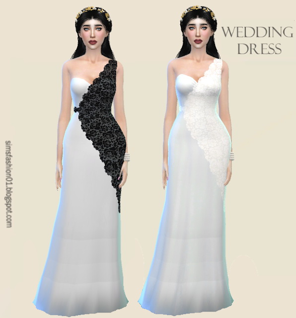 Sims 4 Wedding Dress With White Lace at Sims Fashion01