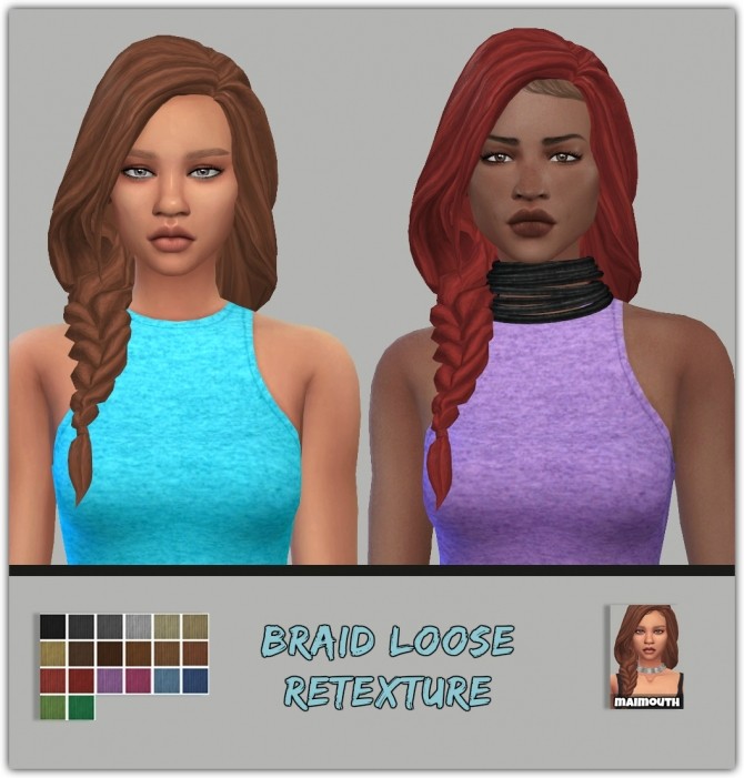 Sims 4 Braid Loose Ethnic Retexture at Maimouth Sims4