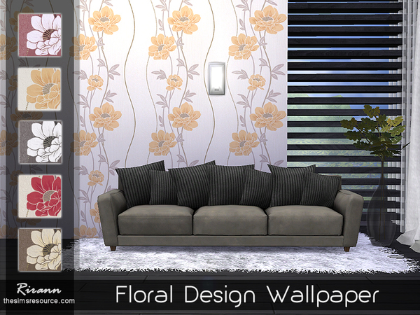 Sims 4 Floral Design Wallpaper by Rirann at TSR