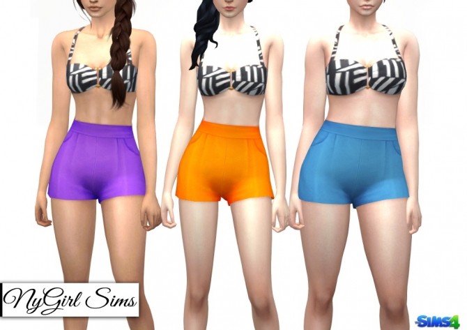 Sims 4 High Waist Pleated Shorts at NyGirl Sims
