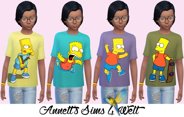 Sims 4 The Simsons Shirts for Boys at Annett’s Sims 4 Welt