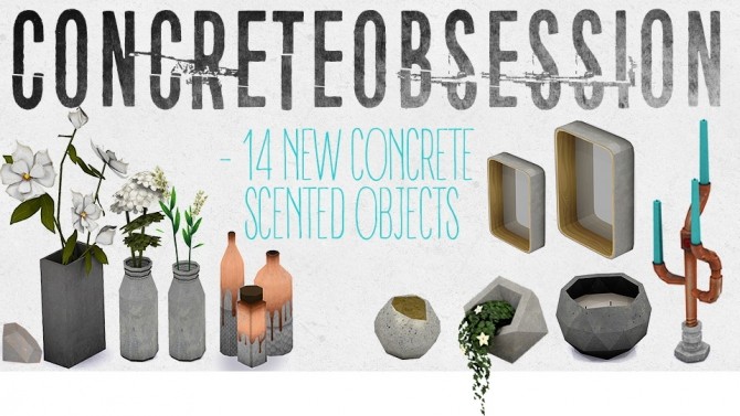 Sims 4 Concrete Obsession set at THINGSBYDEAN