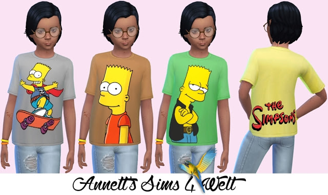 Sims 4 The Simsons Shirts for Boys at Annett’s Sims 4 Welt