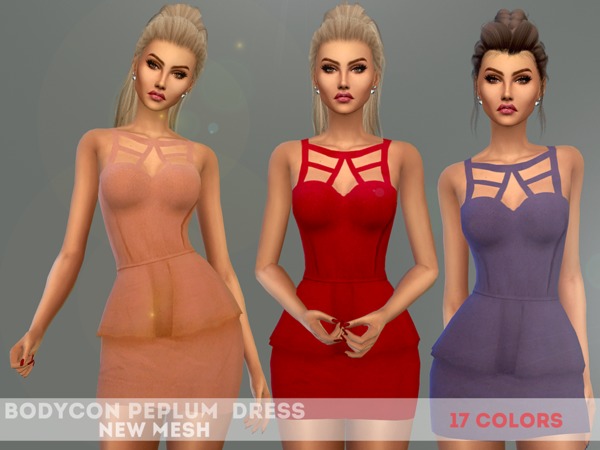 Sims 4 Bodycon Peplum Dress by NataliMayhem at TSR