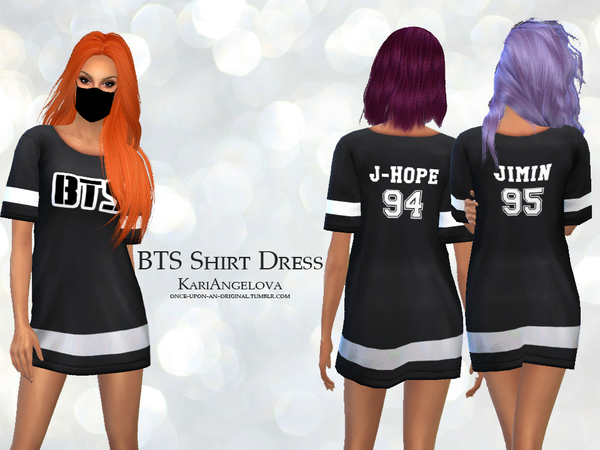 Sims 4 BTS Shirt Dress by KariAngelova at TSR