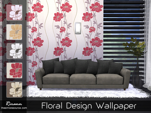 Sims 4 Floral Design Wallpaper by Rirann at TSR
