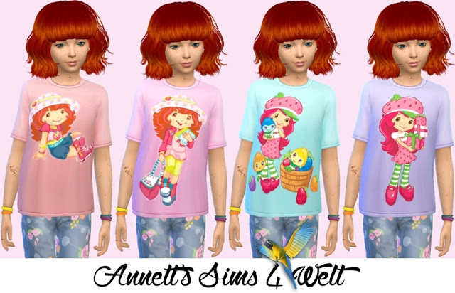 Sims 4 Strawberry Shortcake Shirts for Girls at Annett’s Sims 4 Welt