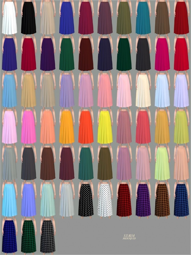 Sims 4 Long Pleats Skirt at Marigold