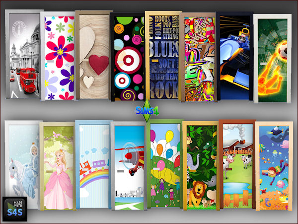 Sims 4 2 covered set of doors by Mabra at Arte Della Vita