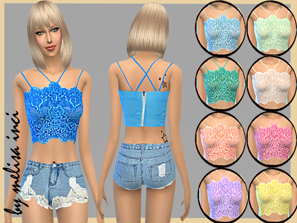 Sims 4 Lace Cropped Bralet by melisa inci at TSR