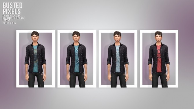 Sims 4 Shirt Button Miscellaneous Prints Set Two at Busted Pixels