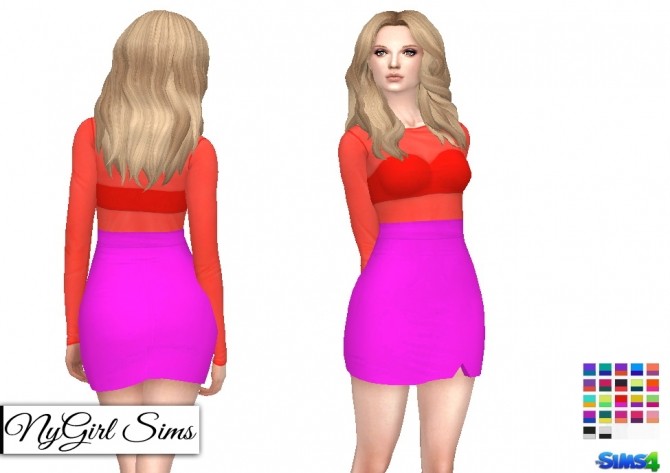Sims 4 Sheer Top Colorblock Dress at NyGirl Sims