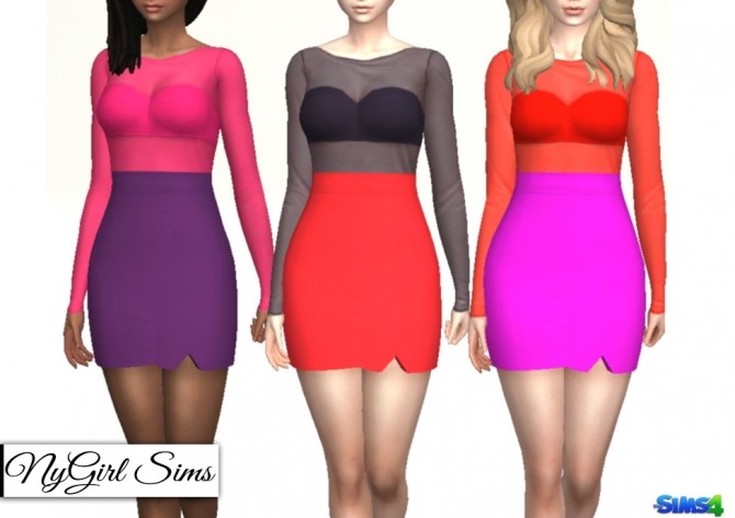 Sims 4 Sheer Top Colorblock Dress at NyGirl Sims