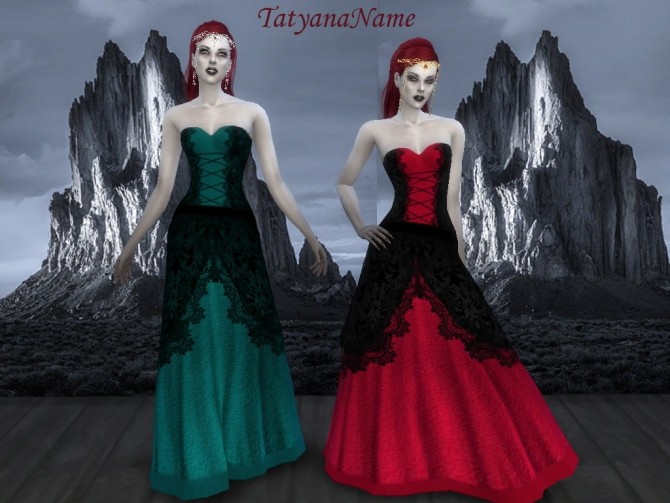 Sims 4 Vampire lace dress (var.2) at Tatyana Name