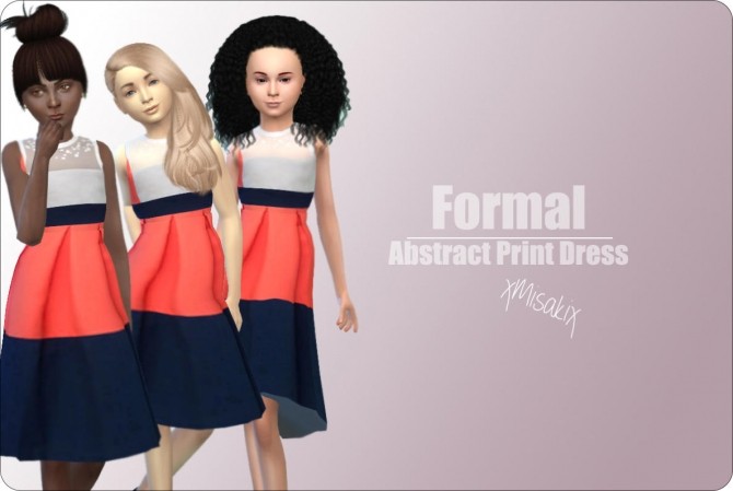 Sims 4 Abstract Print Dresses at xMisakix Sims