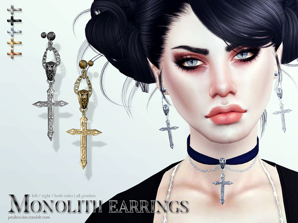 Sims 4 Monolith Earrings by Pralinesims at TSR