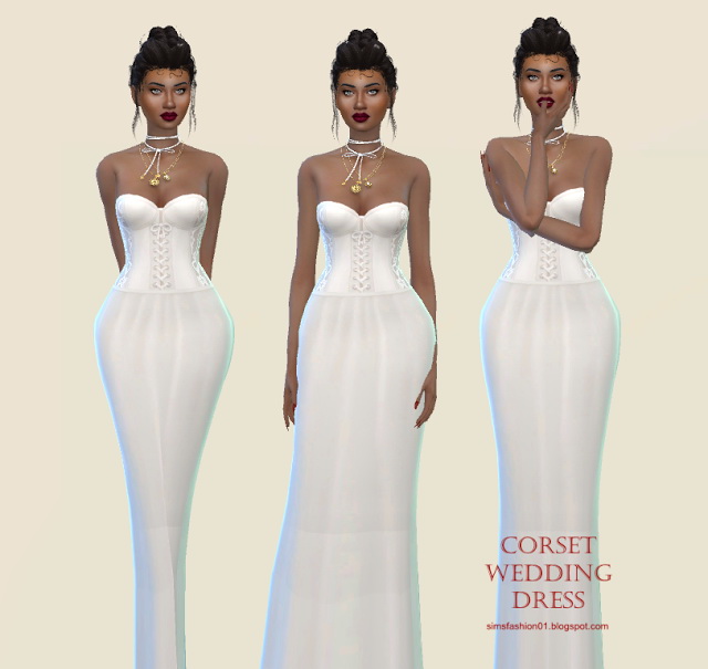 Sims 4 Corset Wedding Dress at Sims Fashion01