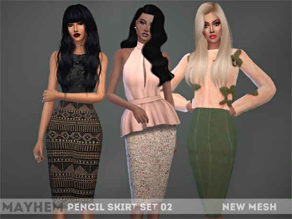 Sims 4 Pencil Skirt Set 02 by NataliMayhem at TSR