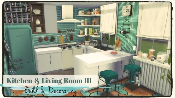 Sims 4 Kitchen & Living Room III (Build & Decoration) at Dinha Gamer