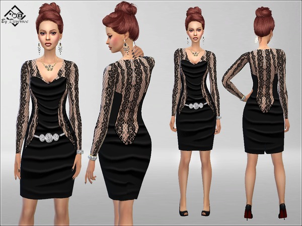 Sims 4 Lace Night Dress by Devirose at TSR