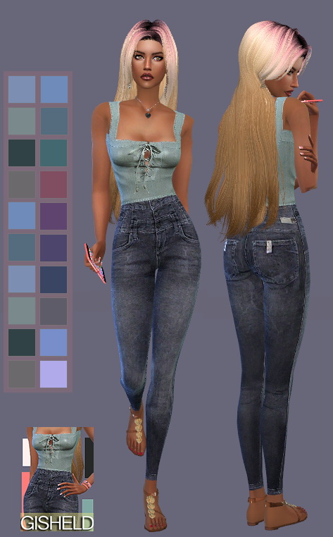 Sims 4 High waist Bottom up Jeans and Leggins Accessory at Gisheld