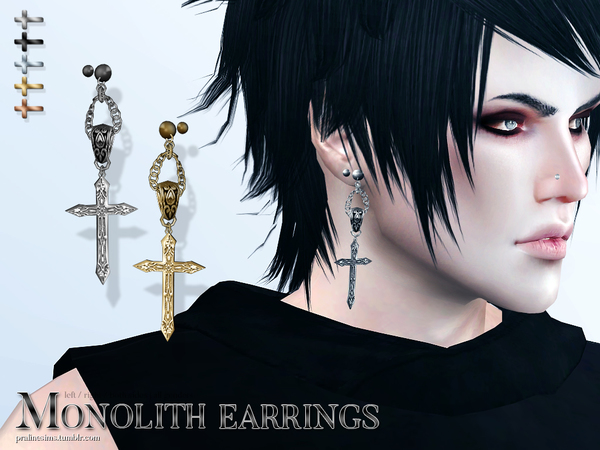 Sims 4 Monolith Earrings by Pralinesims at TSR