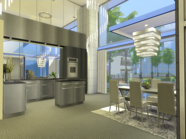 Sims 4 Modern Chrome kitchen by Suzz86 at TSR