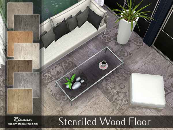 Sims 4 Stenciled Wood Floor by Rirann at TSR