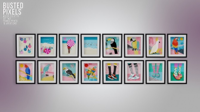 Sims 4 Wacka Society6 Framed Prints Set Two at Busted Pixels