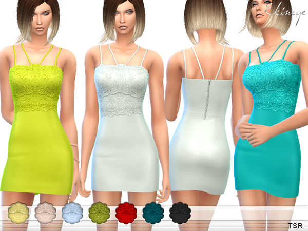 Sims 4 Strappy Lace Bodycon Dress by ekinege at TSR