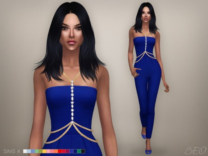 Sims 4 BODY CHAIN & JUMPSUIT CRISTA at BEO Creations