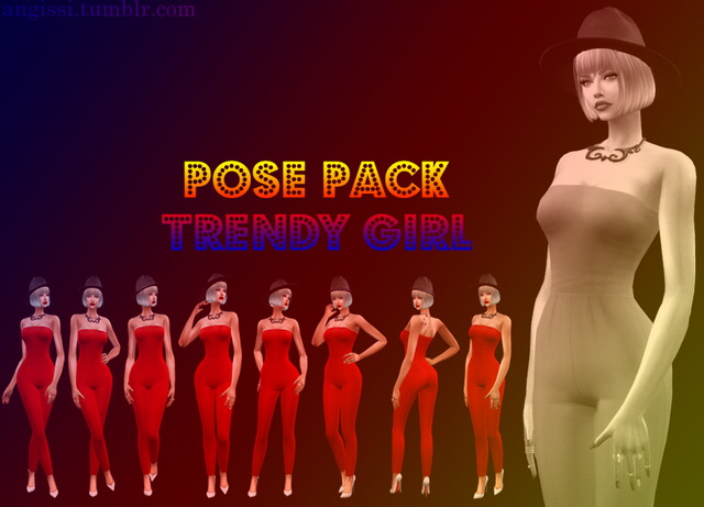Sims 4 Pose Pack Trendy girl at Angissi