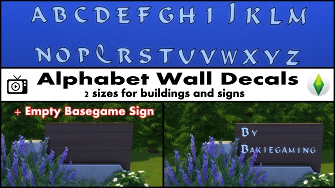 Sims 4 Alphabet Wall Decals + Empty Basegame Sign by Bakie at Mod The Sims