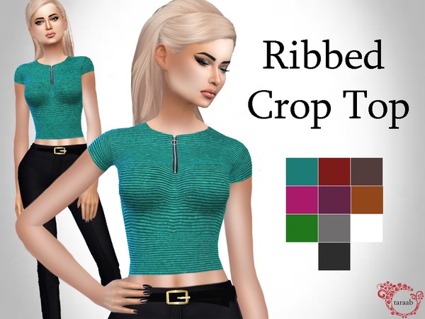 Sims 4 Ribbed Crop Top by taraab at TSR