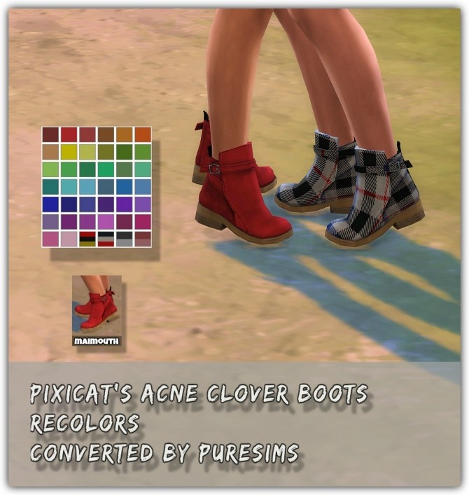 Sims 4 Acne Clover Boots Recolors at Maimouth Sims4