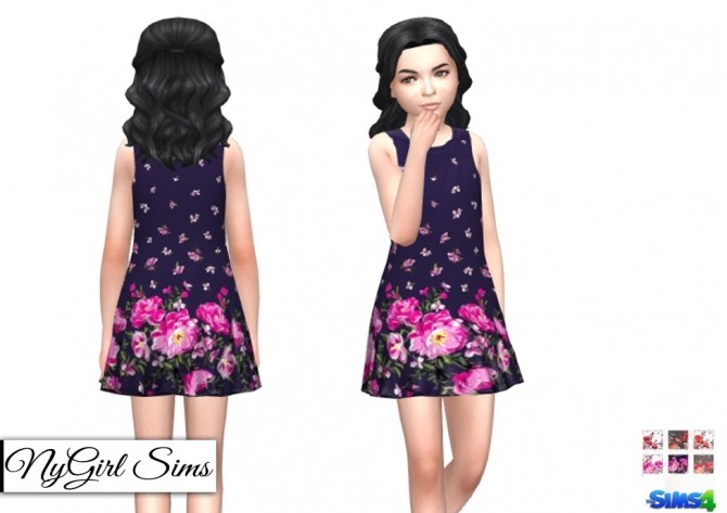 Sims 4 Sleeveless Floral Bordered Dress at NyGirl Sims