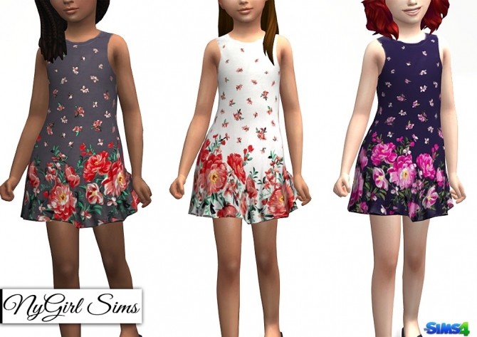 Sims 4 Sleeveless Floral Bordered Dress at NyGirl Sims